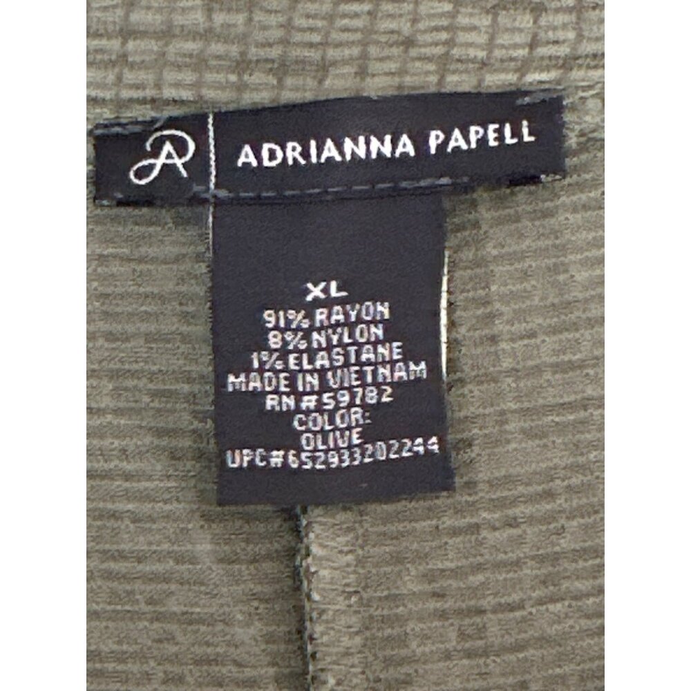 Adrianna Papell XL Olive Waffle Knit V Neck Short Sleeve Tee Minimalist Casual - Picture 4 of 7